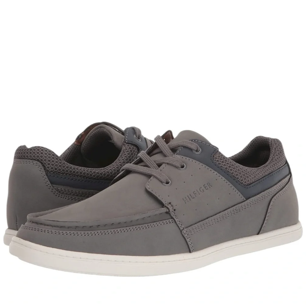 Tommy Hilfiger Men’s Gray Casual Lace-Up Boat Shoes Size 12  Resortwear TMCHUM